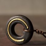 Buddha Stones Zen Circle Ebony Wood Peace Calm Necklace Pendant Necklaces & Pendants BS 13