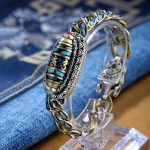 Buddha Stones Tibetan Nine-Eye Dzi Bead Om Mani Padme Hum Turquoise Protection Rotatable Bracelet Bracelet BS Om Mani Padme Hum(Love♥Focus) 22cm fit for Wrist Circumference 20cm