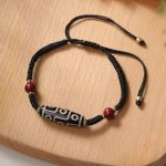 Buddha Stones Handcrafted Tibetan Nine-eye Dzi Bead Protection Bracelet Bracelet BS Nine-Eye Dzi Bead(Wrist Circumference 14-18cm)