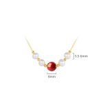 Buddha Stones 925 Sterling Silver Pearl Cinnabar Sincerity Healing Bead Chain Necklace Pendant