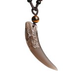Buddha Stones Natural Ice Obsidian Wolf Tooth Pattern Courage Necklace Pendant Necklaces & Pendants BS 10
