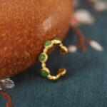 Buddha Stones Cyan Jade Healing Calm Adjustable Ring Rings BS 8