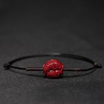 Buddha Stones Handmade Plum Blossom Four Leaf Clover PiXiu Lotus Koi Fish Cinnabar Blessing Braid Bracelet Bracelet BS Black(Wrist Circumference 14-19cm) Koi Fish
