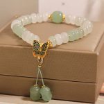 Buddha Stones Natural Tianshan Jade Abacus Beads Butterfly Prosperity Bracelet Bracelet BS 3