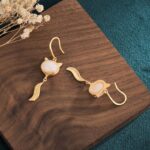 Buddha Stones FengShui White Jade Fox Fortune Earrings Earrings BS 4