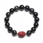 Buddha Stones Chinese Zodiac Natal Buddha Natural Black Obsidian Cinnabar Purification Bracelet Bracelet BS 3