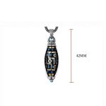 Buddha Stones Tibetan Om Mani Padme Hum Nine-Eye Dzi Bead Pattern Peace Purity Rotatable Necklace Pendant Necklaces & Pendants BS 9