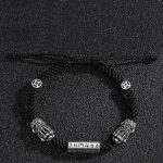 Buddha Stones Double PiXiu Feng Shui Copper Coin Om Mani Padme Hum String Bracelet Bracelet BS 5