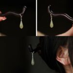Buddha Stones 925 Sterling Silver Natural Hetian Jade Ebony Wood Luck Charm Hairpin Hairpin BS 6