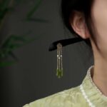 Buddha Stones Natural Peridot Ebony Wood Love Tassels Hairpin Hairpin BS 1