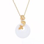Buddha Stones White Jade Koi Fish Wealth Prosperity Necklace Pendant Necklaces & Pendants BS 5