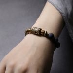 Buddha Stones Lava Rock Stone Rainbow Obsidian Copper Support Healing Bracelet Bracelet BS 6