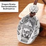 Buddha Stones Chinese Zodiac Natal Buddha Om Mani Padme Hum Lotus Compassion Necklace Pendant Necklaces & Pendants BS Dragon/Snake-Samantabhadra Bodhisattva