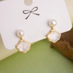 Buddha Stones Ginkgo Tridacna Stone Pearl Bead Copper Blessing Necklace Pendant Ring Earrings Set Bracelet Necklaces & Pendants BS Earrings