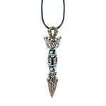 Buddha Stones Tibet Om Mani Padme Hum Dzi Bead Dorje Vajra Pattern Wealth Rotatable Necklace Pendant Necklaces & Pendants BS 11