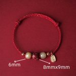 Buddha Stones 14K Gold Plated Hetian Jade Cinnabar Lotus Luck Handcrafted Rope Bracelet Bracelet BS 4