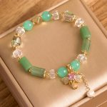 Buddha Stones Amethyst Green Aventurine Strawberry Quartz Positive Elephant Charm Bracelet 20