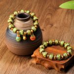 Buddha Stones Gold Swallowing Beast Family Charm Liuli Glass Bead Fortune Bracelet Bracelet BS 12