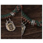 Buddha Stones Handmade Tibetan Silver 925 Sterling Silver Zakiram Goddess of Wealth Camel Bone Protection Braided Bracelet Bracelet BS 14