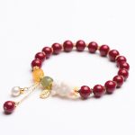 Buddha Stones Year of the Rabbit Cinnabar Hetian Jade Bunny Beaded Blessing Bracelet Bracelet BS 10mm