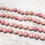Buddha Stones 108 Mala Rhodonite Beads Yoga Meditation Prayer Beads Bracelet Bracelet BS 4