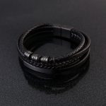 Buddha Stones Leather Multi-Layer Titanium Steel Balance Braided Magnetic Buckle Bracelet Bracelet BS 4