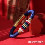 Buddha Stones Tibetan Handmade Colorful King Kong Knot Five Elements Luck Braid String Bracelet Bracelet BS Blue(Water) 18cm