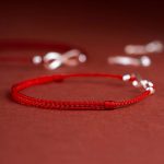 Buddhastoneshop 925 Sterling Silver Endless Knot Protection Luck Red String Bracelet Anklet