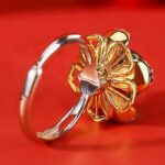 Buddha Stones 925 Sterling Silver White Jade Cyan Jade Lotus Flower Success Ring Ring BS 6
