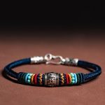 Buddha Stones Handmade 925 Sterling Silver Tibetan Om Mani Padme Hum Purity Braided Bracelet Bracelet BS Dark Blue 19cm for Weight Range (90-100 kg)