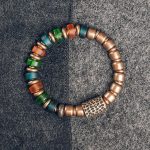 Buddha Stones Tibetan Colorful Glass Beads Copper Wealth Bracelet Bracelet BS 18cm