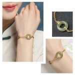Buddha Stones Round Jade Peace Buckle Gourd Fu Character Auspicious Prosperity Chain Bracelet Bracelet BS 11