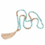 Buddha Stones 108 Mala Beads Turquoise Picture Jasper Wisdom Tassel Bracelet Mala Bracelet BS 1