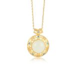 Buddha Stones 925 Sterling Silver Green Chalcedony Hetian White Jade Strength Necklace Pendant Necklaces & Pendants BS 8