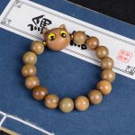 Buddha Stones Ebony Wood Green Sandalwood Red Sandalwood Lovely Cat Balance Bracelet Bracelet BS Green Sandalwood Cat 12mm*15 Beads(Wrist Circumference 14-16cm)