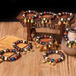 Buddha Stones Five Elements Gold Swallowing Beast Family Charm Liuli Glass Bead Luck Bracelet Bracelet BS 1