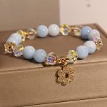 Buddha Stones Natural Aquamarine Flower Healing Crystal Bracelet Bracelet BS 2