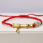 Buddha Stones Bamboo Design Luck Strength Braided Bracelet Bracelet BS Red(Wrist Circumference 14-17cm)