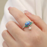Buddha Stones Lotus Flower Pattern Enlightenment Ring Ring BS 10