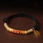 Buddha Stones 999 Sterling Silver Tibet Handmade Om Mani Padme Hum Fu Character TopRank Character Luck Braided Bracelet Bracelet BS 15