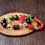 Buddha Stones Chinese Zodiac Feng Shui Obsidian Five-Element Wealth Porsperity Bracelet Bracelet BS 9