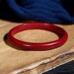 Buddha Stones Cinnabar Heart Sutra Engraving Blessing Bangle Bracelet Bracelet BS 3