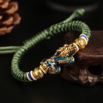 Buddha Stones Feng Shui PiXiu Color Change Copper Coin Beads Wealth String Bracelet Bracelet BS Army Green PiXiu