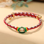 Buddha Stones Colorful Rope Zongzi Pattern Luck Handmade Child Adult Bracelet Bracelet BS Colorful Rope-Single Zongzi(Green)(Wrist Circumference 12-20cm)