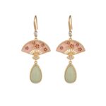 Buddha Stones Natural Green Aventurine Fan Pattern Luck Drop Earrings Earrings BS 9