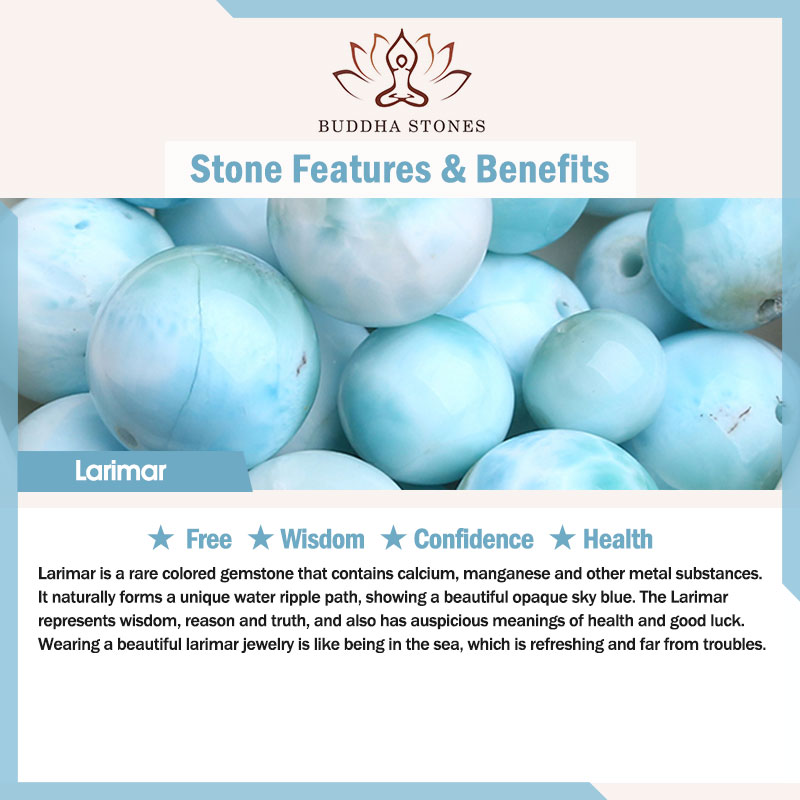 Buddha Stones Natural Larimar Wisdom Confidence Bracelet Bracelet BS 1