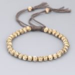 Buddha Stones Tibetan Handmade Copper Bead Luck String Bracelet Bracelet BS Dark Gray(Wrist Circumference 14-26cm)