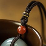 Buddha Stones Natural Round Jade Gray Jade Peace Buckle Luck Necklace Pendant Necklaces & Pendants BS 11