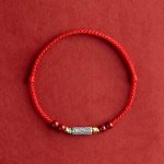 Buddha Stones 925 Sterling Silver Koi Fish Cinnabar Bead Wealth Handcrafted Braided Bracelet Anklet Bracelet Anklet BS Anklet(Circumference 17-30cm) Red Rope