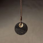Buddha Stones Handcrafted Round Ebony Wood Copper Peace Necklace Pendant Necklaces & Pendants BS 8